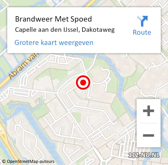 Locatie op kaart van de 112 melding: Brandweer Met Spoed Naar Capelle aan den IJssel, Dakotaweg op 2 juni 2024 17:47