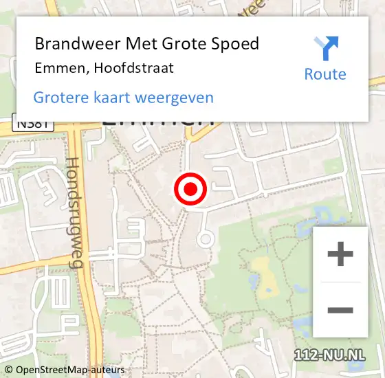 Locatie op kaart van de 112 melding: Brandweer Met Grote Spoed Naar Emmen, Hoofdstraat op 2 juni 2024 17:53