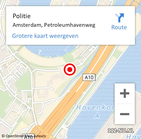 Locatie op kaart van de 112 melding: Politie Amsterdam, Petroleumhavenweg op 2 juni 2024 18:21