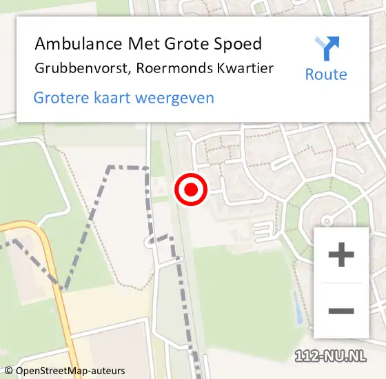 Locatie op kaart van de 112 melding: Ambulance Met Grote Spoed Naar Grubbenvorst, Roermonds Kwartier op 9 september 2013 20:02