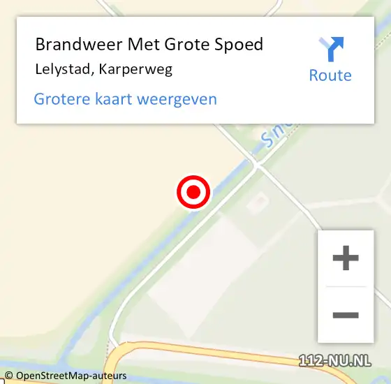 Locatie op kaart van de 112 melding: Brandweer Met Grote Spoed Naar Lelystad, Karperweg op 2 juni 2024 18:35