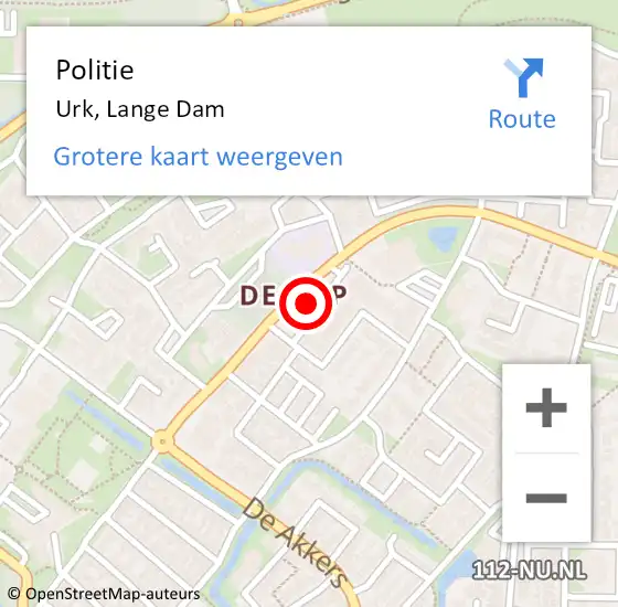 Locatie op kaart van de 112 melding: Politie Urk, Lange Dam op 2 juni 2024 18:37