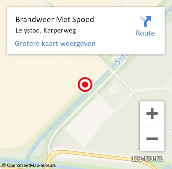 Locatie op kaart van de 112 melding: Brandweer Met Spoed Naar Lelystad, Karperweg op 2 juni 2024 18:40