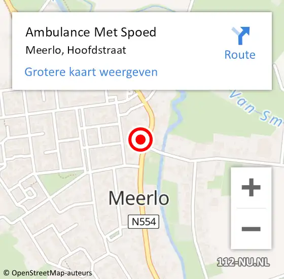 Locatie op kaart van de 112 melding: Ambulance Met Spoed Naar Meerlo, Hoofdstraat op 8 oktober 2014 07:04