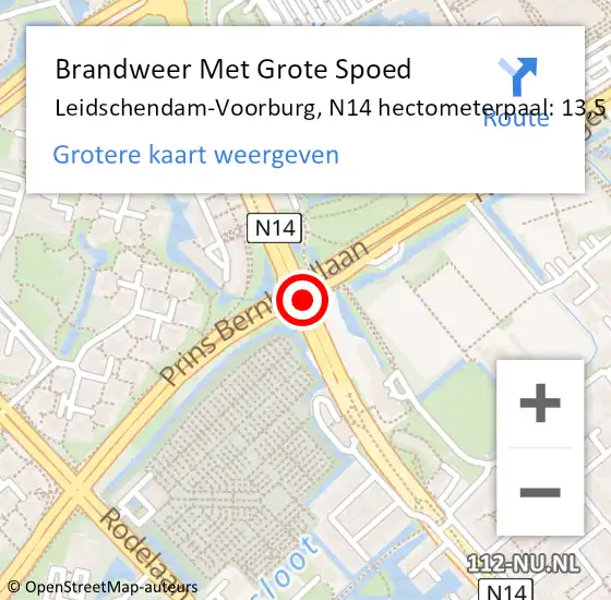 Locatie op kaart van de 112 melding: Brandweer Met Grote Spoed Naar Leidschendam-Voorburg, N14 hectometerpaal: 13,5 op 2 juni 2024 19:31