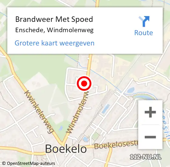 Locatie op kaart van de 112 melding: Brandweer Met Spoed Naar Enschede, Windmolenweg op 2 juni 2024 19:46