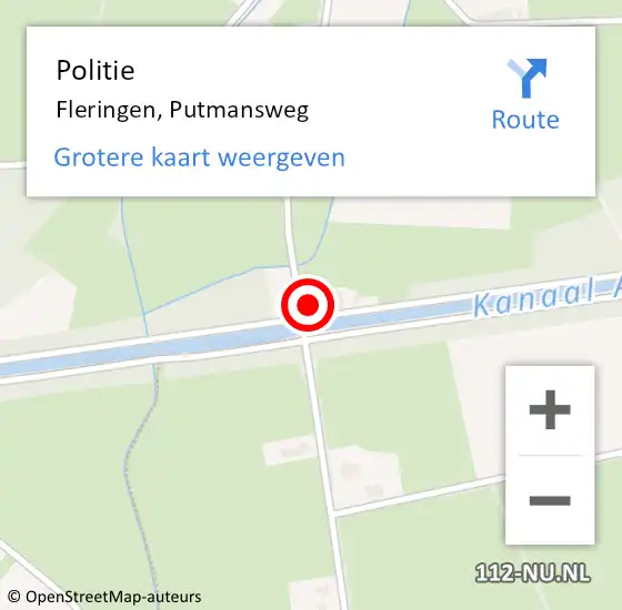 Locatie op kaart van de 112 melding: Politie Fleringen, Putmansweg op 2 juni 2024 19:50