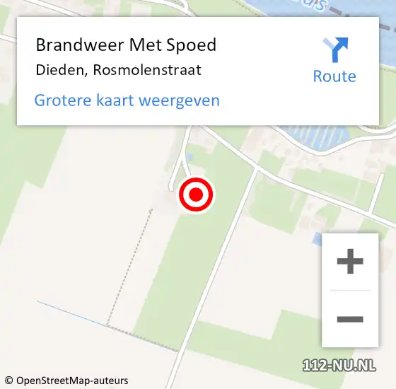 Locatie op kaart van de 112 melding: Brandweer Met Spoed Naar Dieden, Rosmolenstraat op 2 juni 2024 20:06