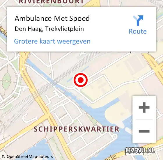 Locatie op kaart van de 112 melding: Ambulance Met Spoed Naar Den Haag, Trekvlietplein op 2 juni 2024 20:07