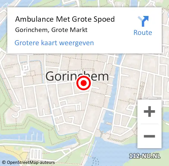 Locatie op kaart van de 112 melding: Ambulance Met Grote Spoed Naar Gorinchem, Grote Markt op 2 juni 2024 20:13