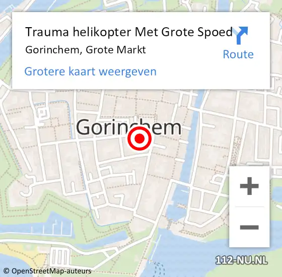 Locatie op kaart van de 112 melding: Trauma helikopter Met Grote Spoed Naar Gorinchem, Grote Markt op 2 juni 2024 20:18