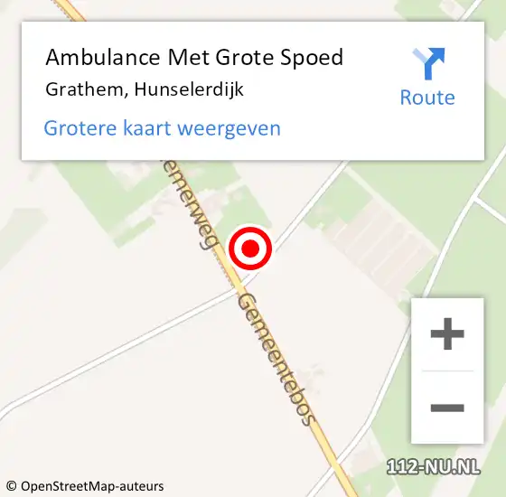 Locatie op kaart van de 112 melding: Ambulance Met Grote Spoed Naar Grathem, Hunselerdijk op 2 juni 2024 20:21