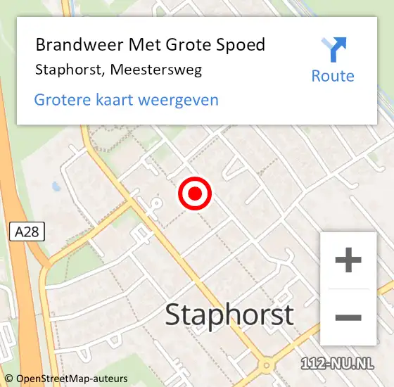 Locatie op kaart van de 112 melding: Brandweer Met Grote Spoed Naar Staphorst, Meestersweg op 2 juni 2024 20:23