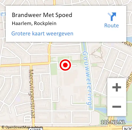 Locatie op kaart van de 112 melding: Brandweer Met Spoed Naar Haarlem, Rockplein op 2 juni 2024 20:23