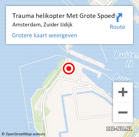 Locatie op kaart van de 112 melding: Trauma helikopter Met Grote Spoed Naar Amsterdam, Zuider IJdijk op 2 juni 2024 20:28