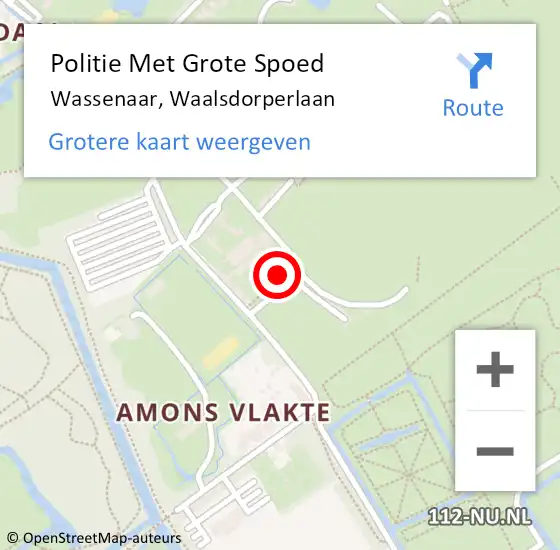 Locatie op kaart van de 112 melding: Politie Met Grote Spoed Naar Wassenaar, Waalsdorperlaan op 2 juni 2024 20:34