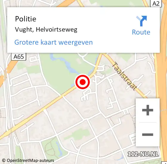 Locatie op kaart van de 112 melding: Politie Vught, Helvoirtseweg op 2 juni 2024 20:45