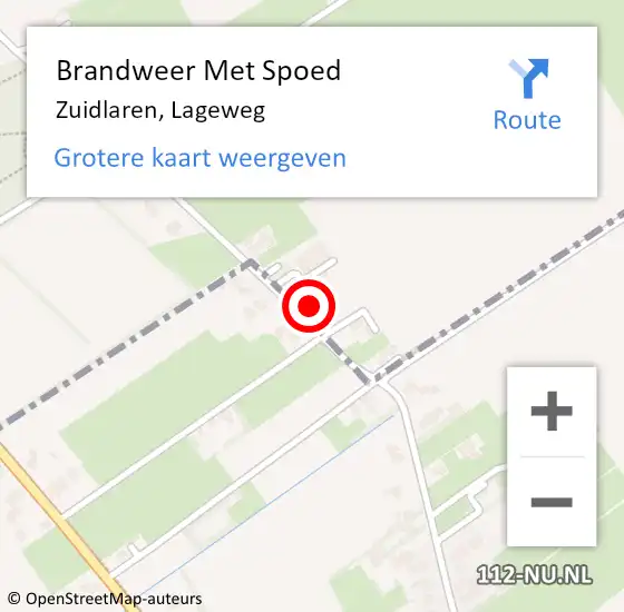 Locatie op kaart van de 112 melding: Brandweer Met Spoed Naar Zuidlaren, Lageweg op 2 juni 2024 20:56