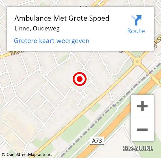 Locatie op kaart van de 112 melding: Ambulance Met Grote Spoed Naar Linne, Oudeweg op 2 juni 2024 20:57