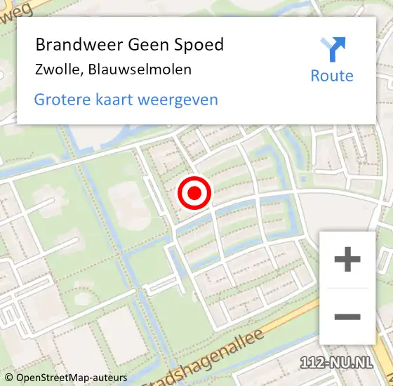 Locatie op kaart van de 112 melding: Brandweer Geen Spoed Naar Zwolle, Blauwselmolen op 2 juni 2024 21:12