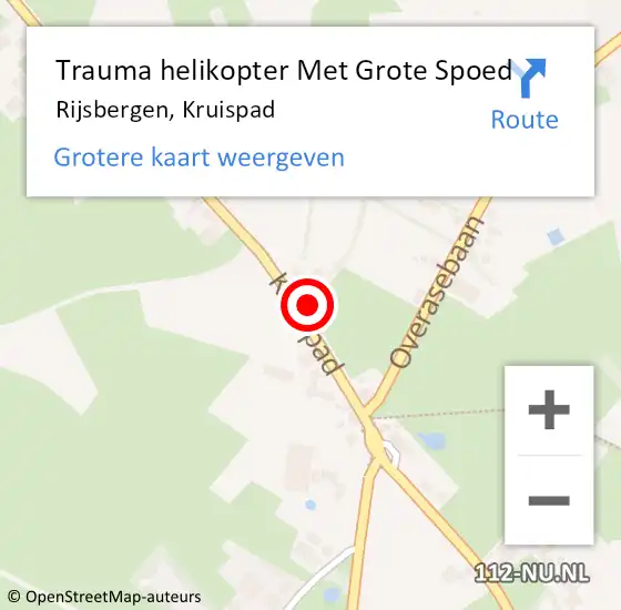 Locatie op kaart van de 112 melding: Trauma helikopter Met Grote Spoed Naar Rijsbergen, Kruispad op 2 juni 2024 21:12