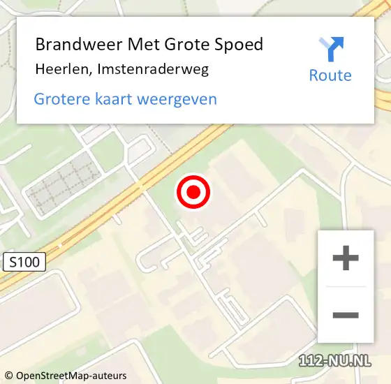 Locatie op kaart van de 112 melding: Brandweer Met Grote Spoed Naar Heerlen, Imstenraderweg op 2 juni 2024 21:23