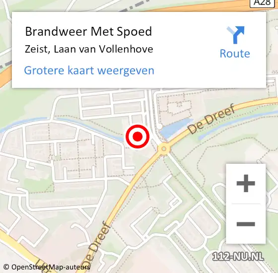 Locatie op kaart van de 112 melding: Brandweer Met Spoed Naar Zeist, Laan van Vollenhove op 2 juni 2024 21:25