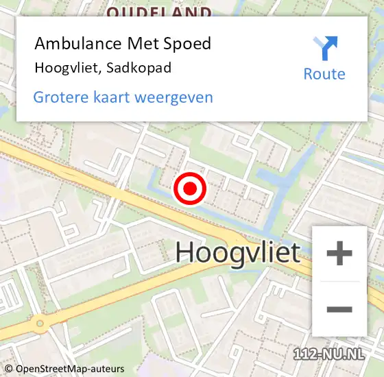 Locatie op kaart van de 112 melding: Ambulance Met Spoed Naar Hoogvliet, Sadkopad op 2 juni 2024 21:30