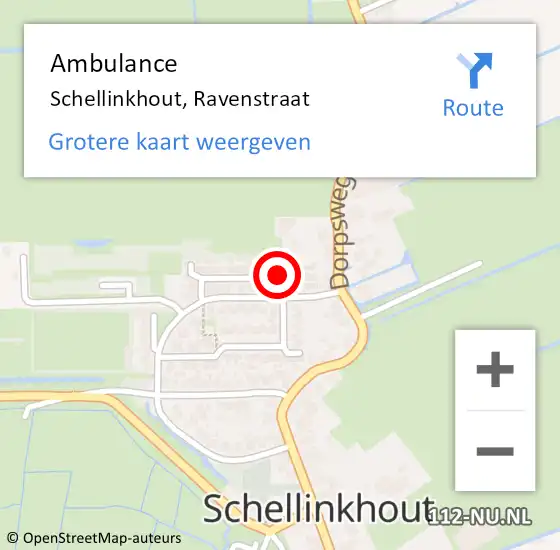 Locatie op kaart van de 112 melding: Ambulance Schellinkhout, Ravenstraat op 2 juni 2024 21:32