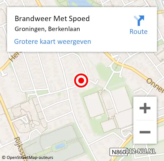 Locatie op kaart van de 112 melding: Brandweer Met Spoed Naar Groningen, Berkenlaan op 2 juni 2024 21:34