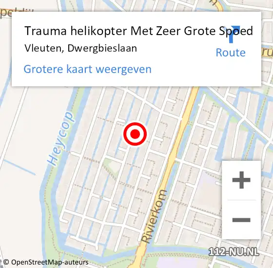 Locatie op kaart van de 112 melding: Trauma helikopter Met Zeer Grote Spoed Naar Vleuten, Dwergbieslaan op 2 juni 2024 21:40