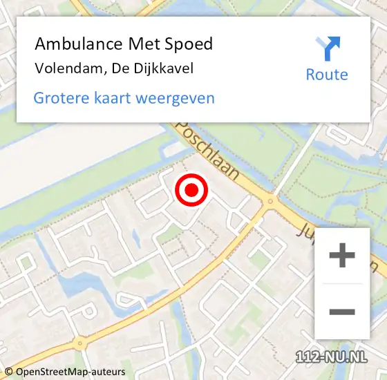 Locatie op kaart van de 112 melding: Ambulance Met Spoed Naar Volendam, De Dijkkavel op 2 juni 2024 21:46