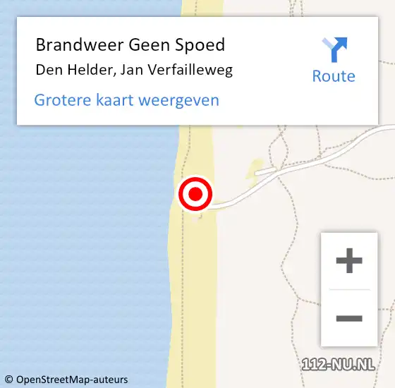 Locatie op kaart van de 112 melding: Brandweer Geen Spoed Naar Den Helder, Jan Verfailleweg op 2 juni 2024 21:54