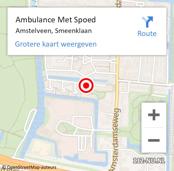 Locatie op kaart van de 112 melding: Ambulance Met Spoed Naar Amstelveen, Smeenklaan op 2 juni 2024 22:00