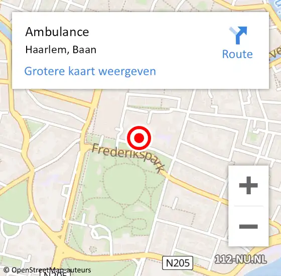 Locatie op kaart van de 112 melding: Ambulance Haarlem, Baan op 2 juni 2024 22:02