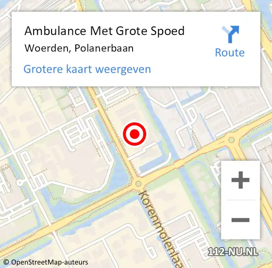 Locatie op kaart van de 112 melding: Ambulance Met Grote Spoed Naar Woerden, Polanerbaan op 2 juni 2024 22:03