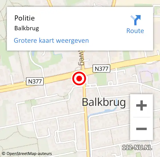 Locatie op kaart van de 112 melding: Politie Balkbrug op 2 juni 2024 22:17