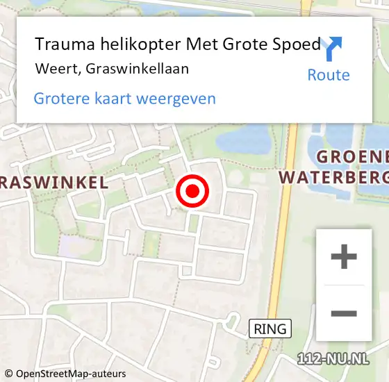 Locatie op kaart van de 112 melding: Trauma helikopter Met Grote Spoed Naar Weert, Graswinkellaan op 2 juni 2024 22:52