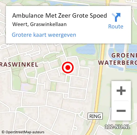 Locatie op kaart van de 112 melding: Ambulance Met Zeer Grote Spoed Naar Weert, Graswinkellaan op 2 juni 2024 22:52