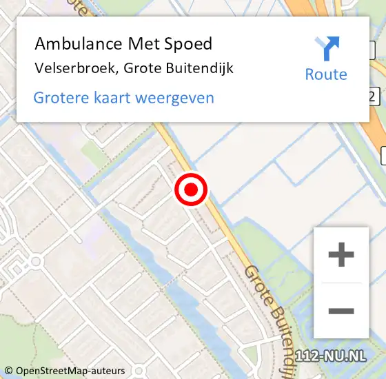 Locatie op kaart van de 112 melding: Ambulance Met Spoed Naar Velserbroek, Grote Buitendijk op 2 juni 2024 23:26