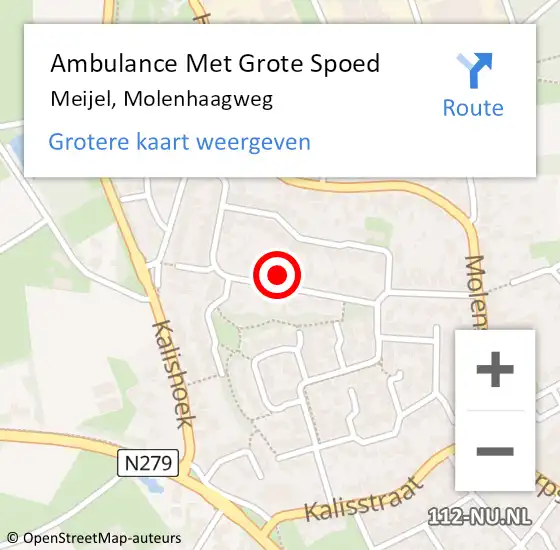 Locatie op kaart van de 112 melding: Ambulance Met Grote Spoed Naar Meijel, Molenhaagweg op 2 juni 2024 23:55