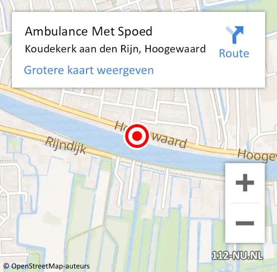 Locatie op kaart van de 112 melding: Ambulance Met Spoed Naar Koudekerk aan den Rijn, Hoogewaard op 3 juni 2024 00:23