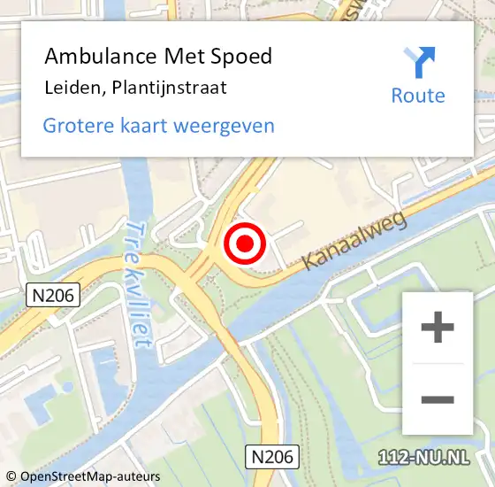 Locatie op kaart van de 112 melding: Ambulance Met Spoed Naar Leiden, Plantijnstraat op 3 juni 2024 01:09