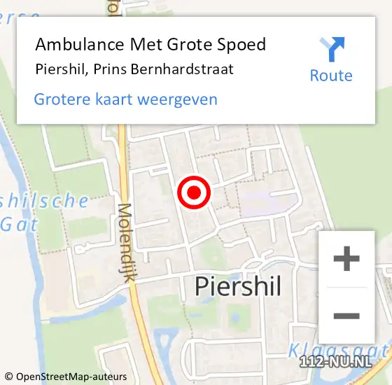 Locatie op kaart van de 112 melding: Ambulance Met Grote Spoed Naar Piershil, Prins Bernhardstraat op 3 juni 2024 01:17