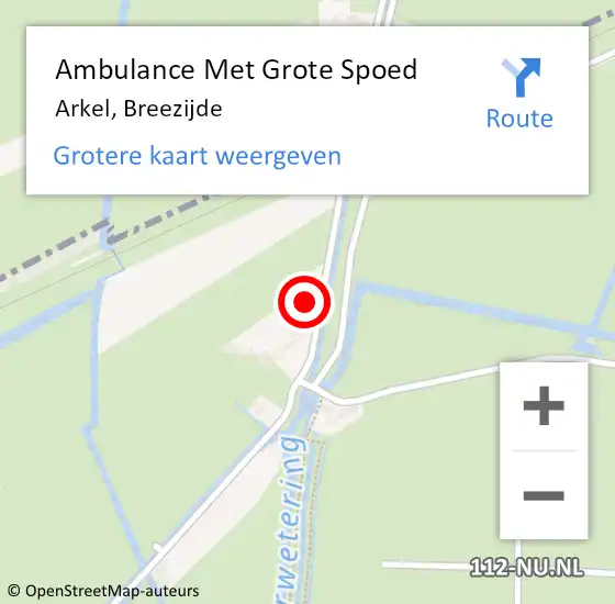 Locatie op kaart van de 112 melding: Ambulance Met Grote Spoed Naar Arkel, Breezijde op 3 juni 2024 01:30