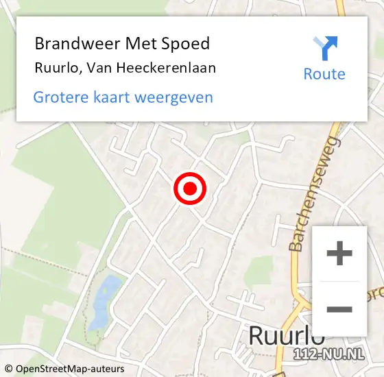 Locatie op kaart van de 112 melding: Brandweer Met Spoed Naar Ruurlo, Van Heeckerenlaan op 3 juni 2024 01:47