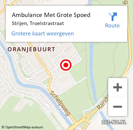 Locatie op kaart van de 112 melding: Ambulance Met Grote Spoed Naar Strijen, Troelstrastraat op 3 juni 2024 02:28