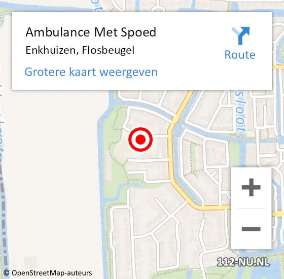 Locatie op kaart van de 112 melding: Ambulance Met Spoed Naar Enkhuizen, Flosbeugel op 3 juni 2024 02:46