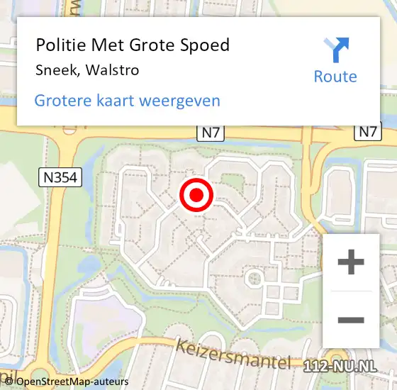 Locatie op kaart van de 112 melding: Politie Met Grote Spoed Naar Sneek, Walstro op 3 juni 2024 02:53