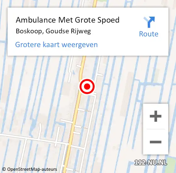 Locatie op kaart van de 112 melding: Ambulance Met Grote Spoed Naar Boskoop, Goudse Rijweg op 3 juni 2024 03:00